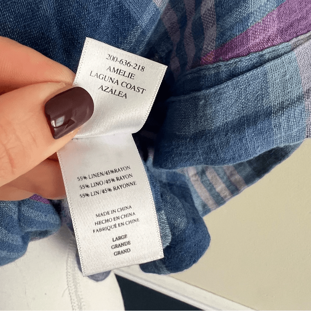 Rails Amelie Plaid Tie Front Button Down Shirt Size Large Short Sleeve