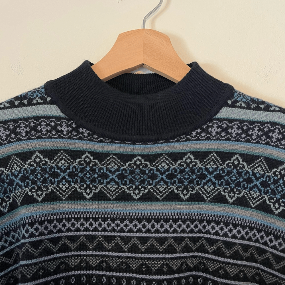 LORD & TAYLOR Nordic Fair Isle 100% Merino Wool Mock Neck Sweater Plus Size 3X