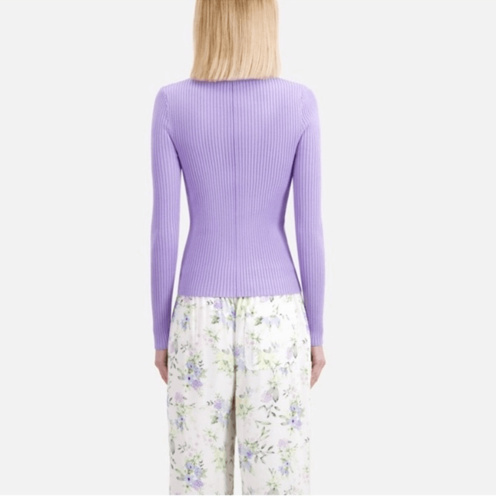 The Kooples Ribbed V-Neck Knitted Sweater NEW Size XS in Lilac