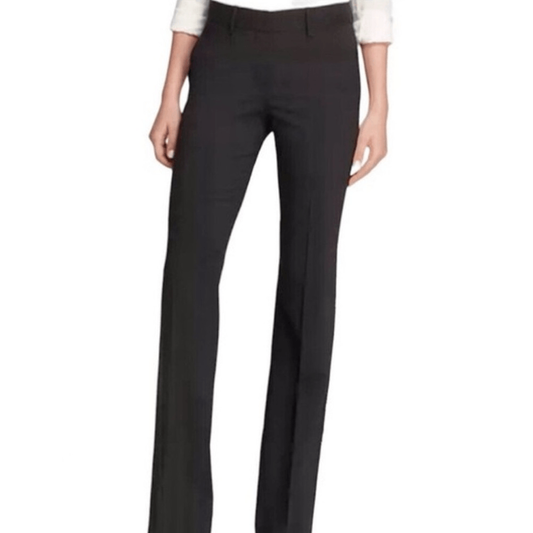 Theory Black Wool Straight Trousers Dress Pants Size 6 Classic Career Office