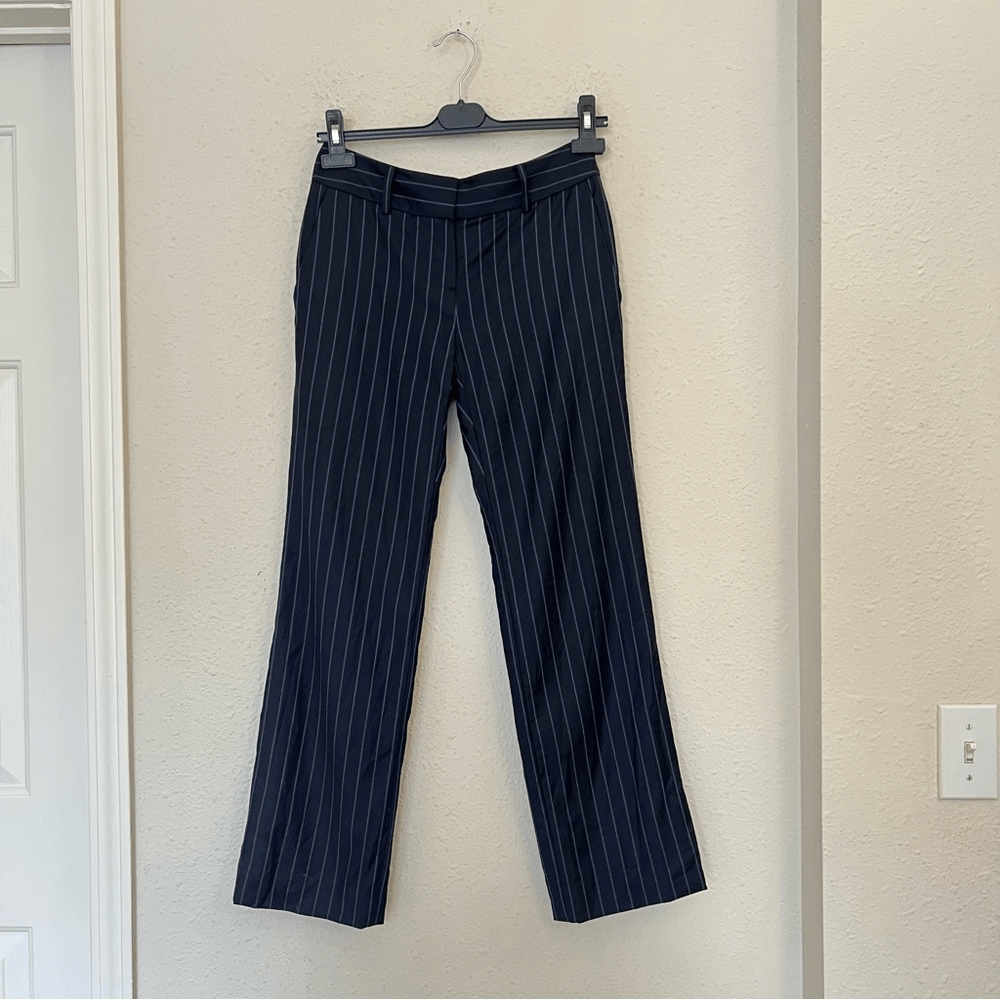 Brooks Brothers Navy Blue Pinstriped Trousers Wool Dress Pants Size 0P