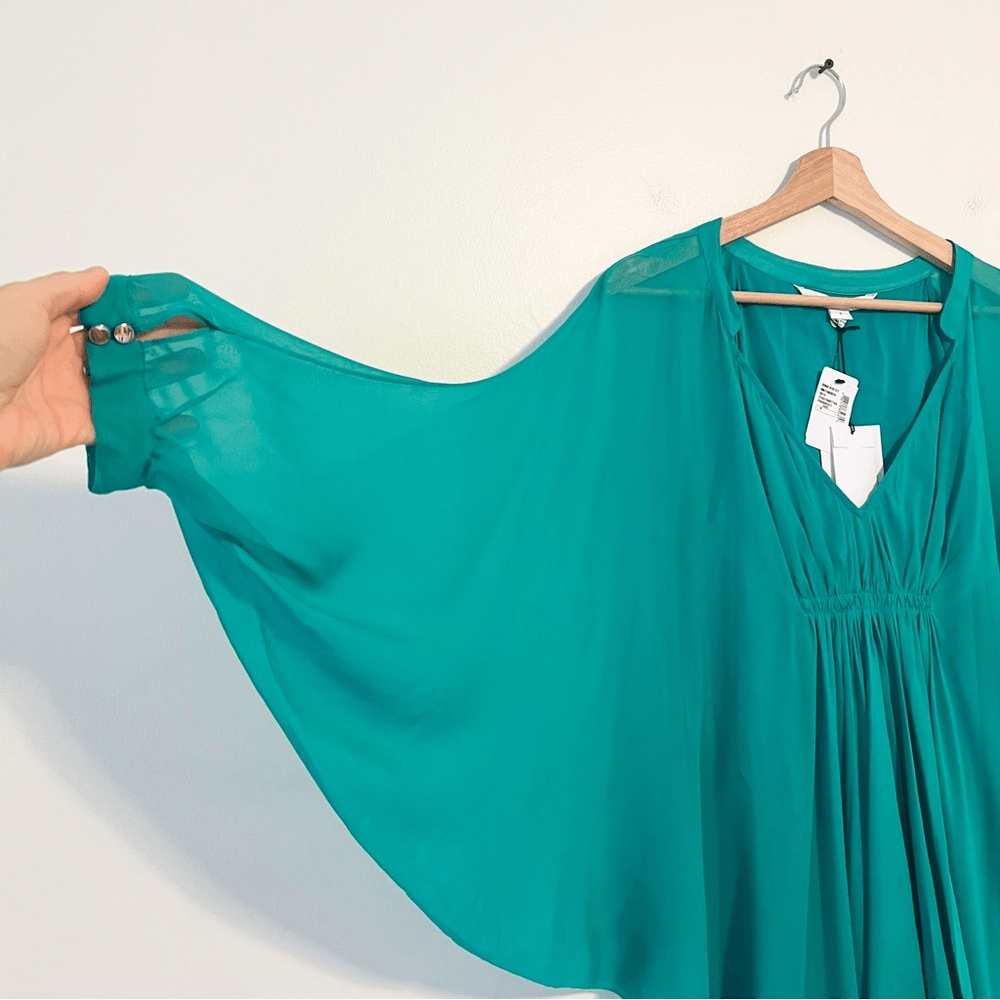 Diane von Furstenberg Fleurette Silk Dolman Sleeve Tunic Dress Mini NEW Size 8