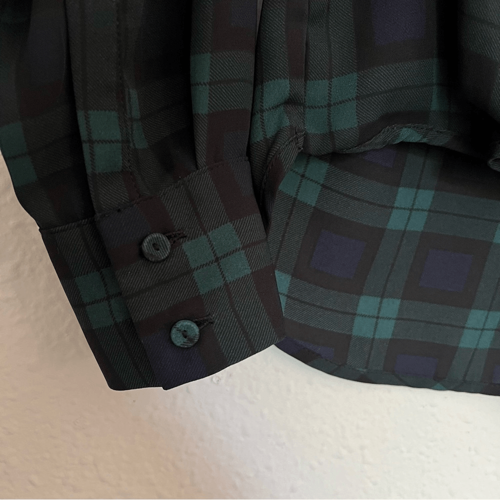 The Limited Tartan Plaid Faux Wrap Long Sleeve Blouse Size Small