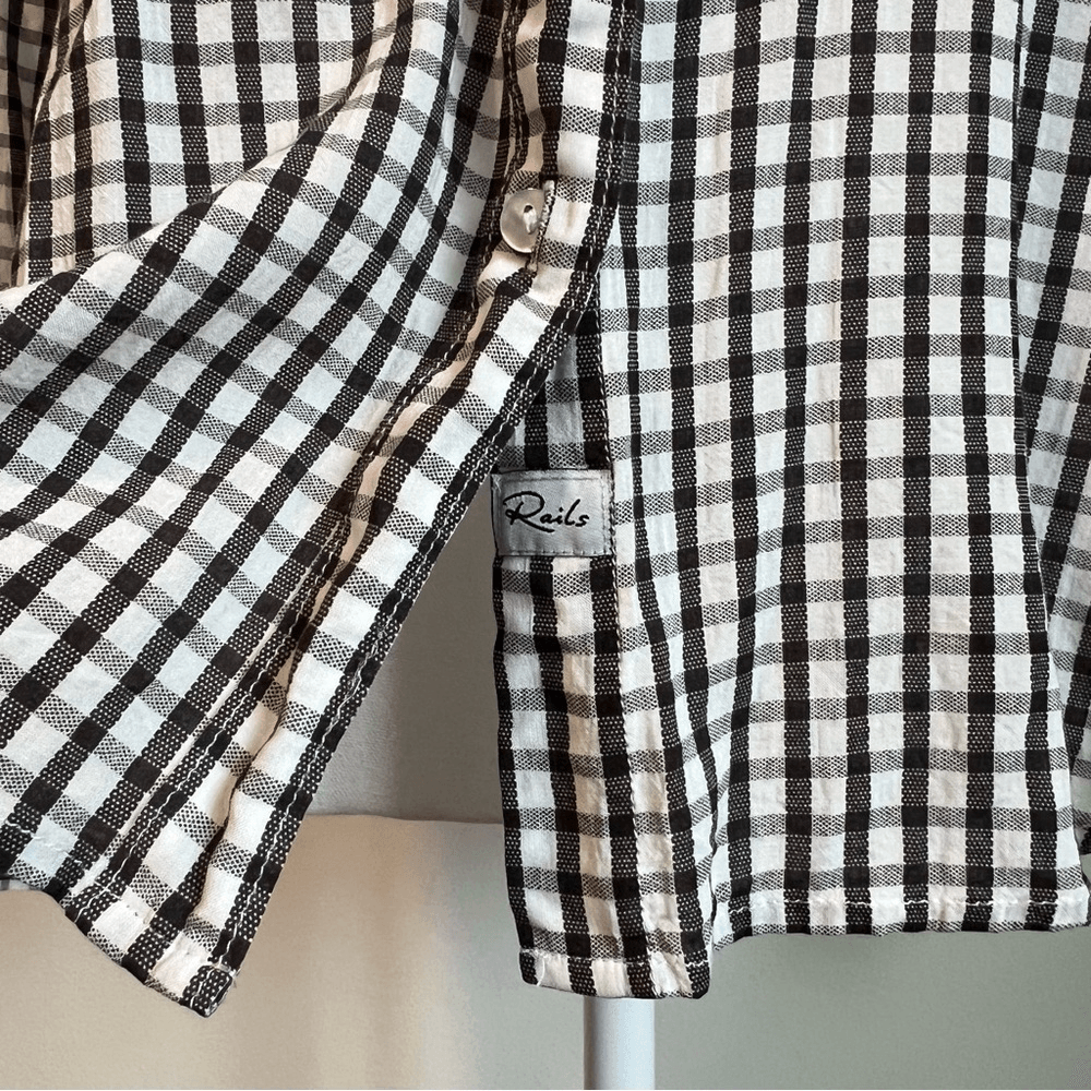 RAILS Josephine Gingham Button Down Shirt Black White Size Medium