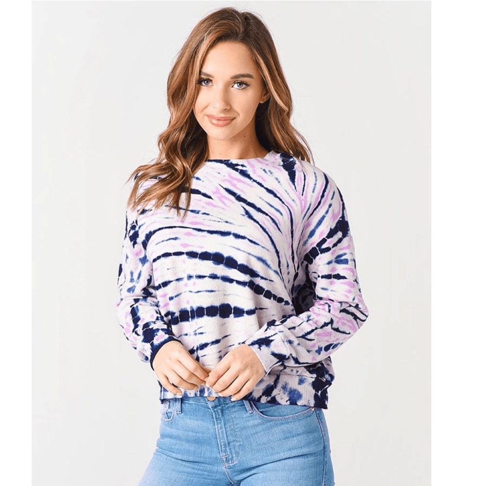 Monrow Bamboo Burst Tie-Dye Sweatshirt Pink NEW Size Small