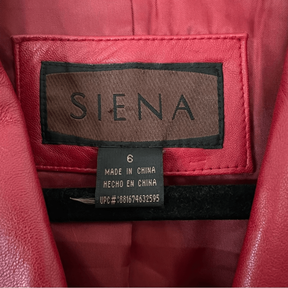 SIENA 100% Leather Red Blazer Jacket| Size 6