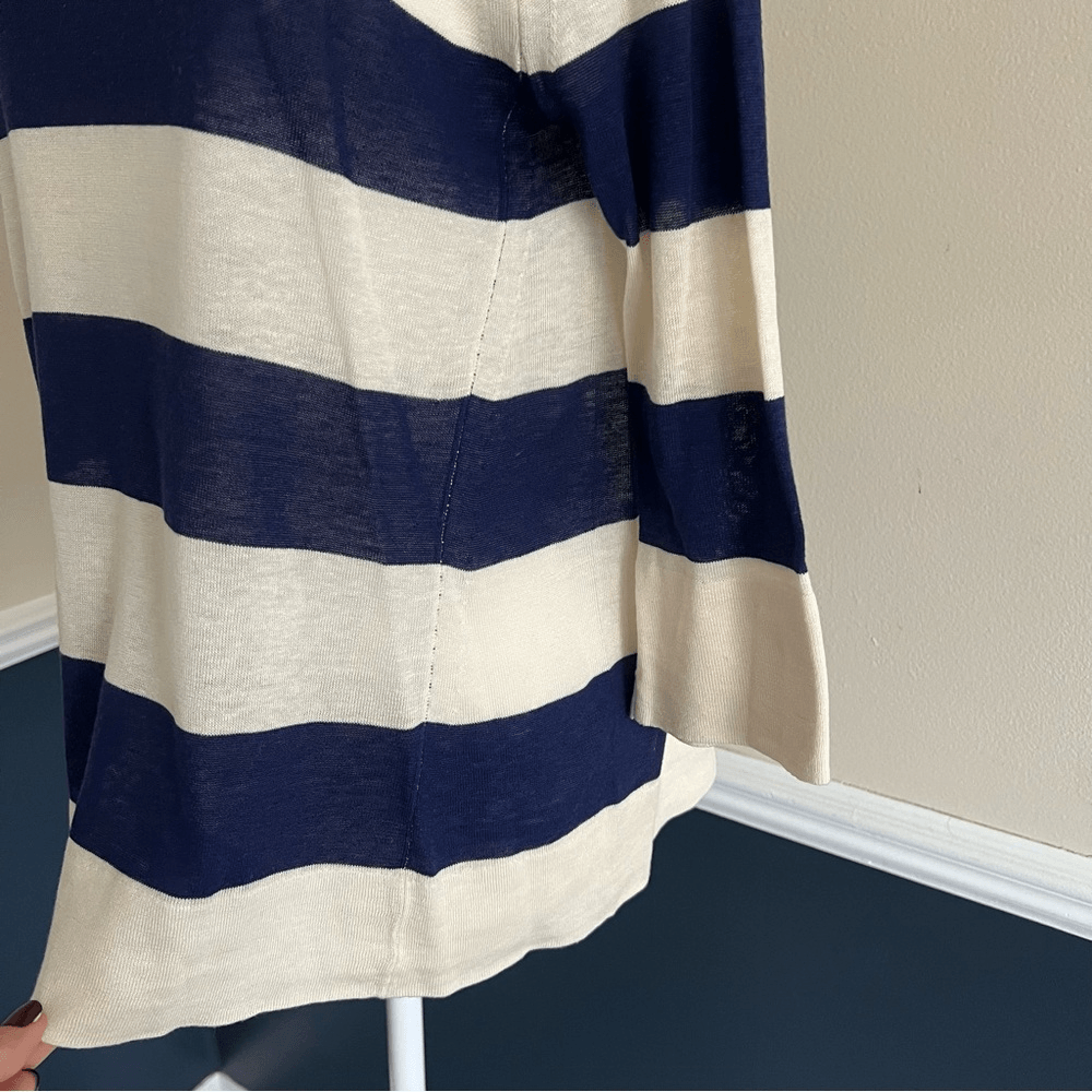 J. Crew Stripe Swingtime Silk Linen Blend Sweater Top Size Small Lightweight