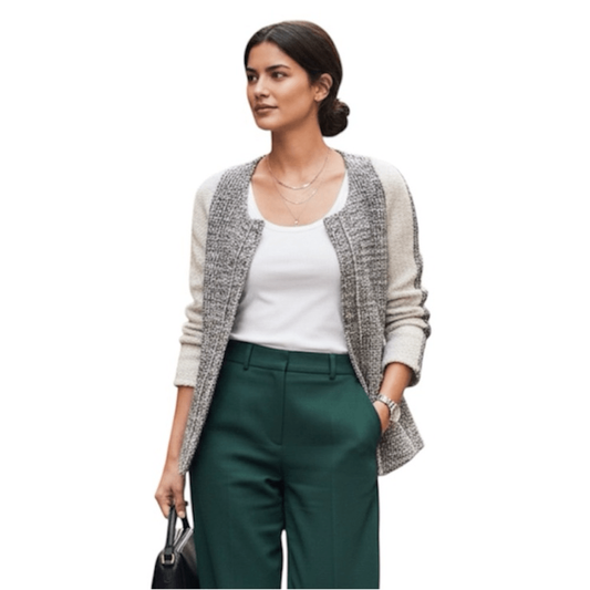 Anthropologie Cartonnier Neutral Tweed Knit Blazer Jacket Size Small