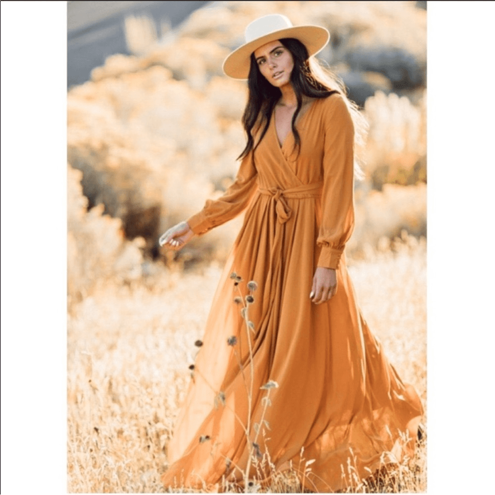 Jessakae Collection Marigold Long Maxi Dress Size Small Chiffon