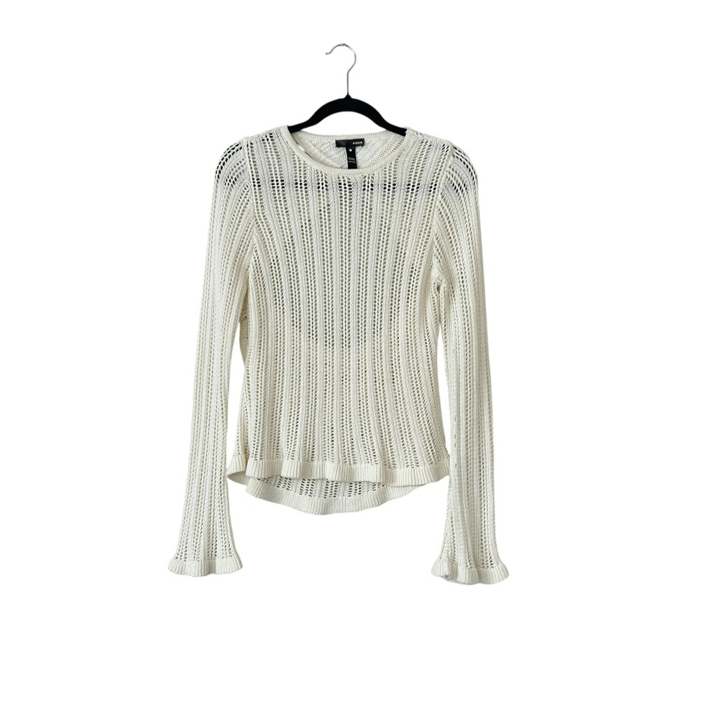 Aqua Women’s Cut Out Knit Sweater Size Medium Ivory