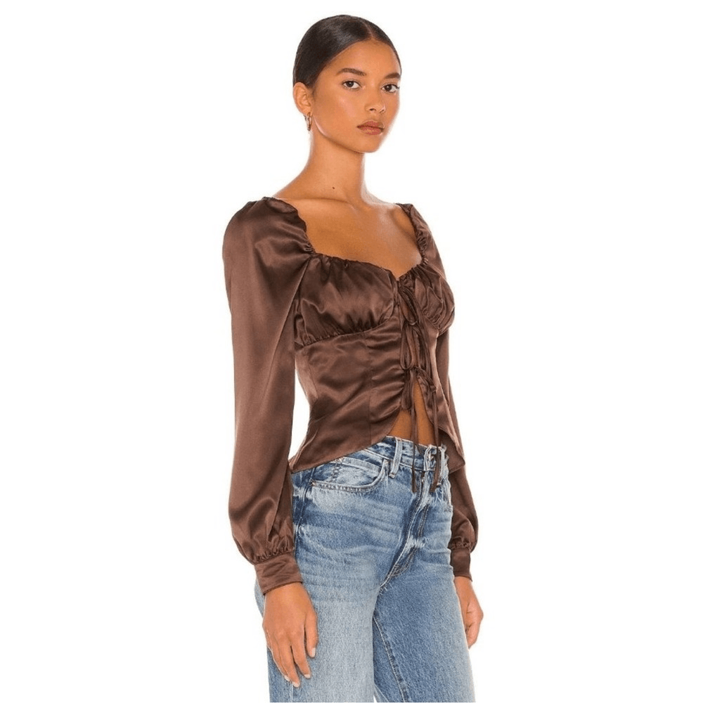 REVOLVE Majorelle Waldorf Top Chocolate Brown Size Small