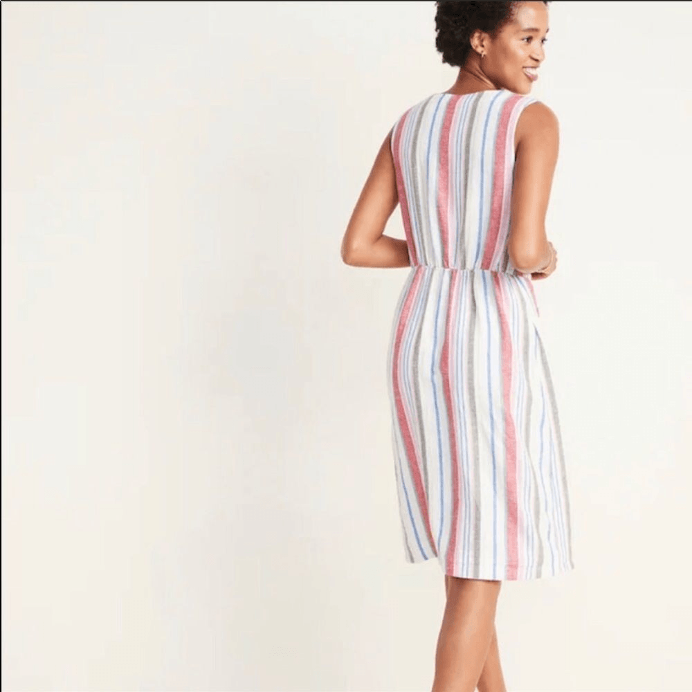 Old Navy Women’s Linen-Blend Striped Dress Size Small