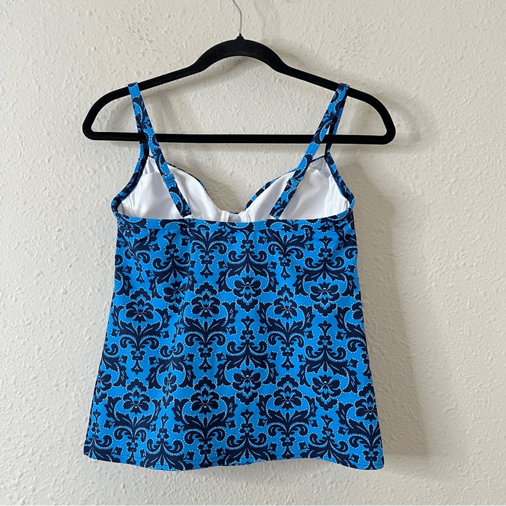 Lands End Tankini Swimsuit Top Size 6 Blue Printed