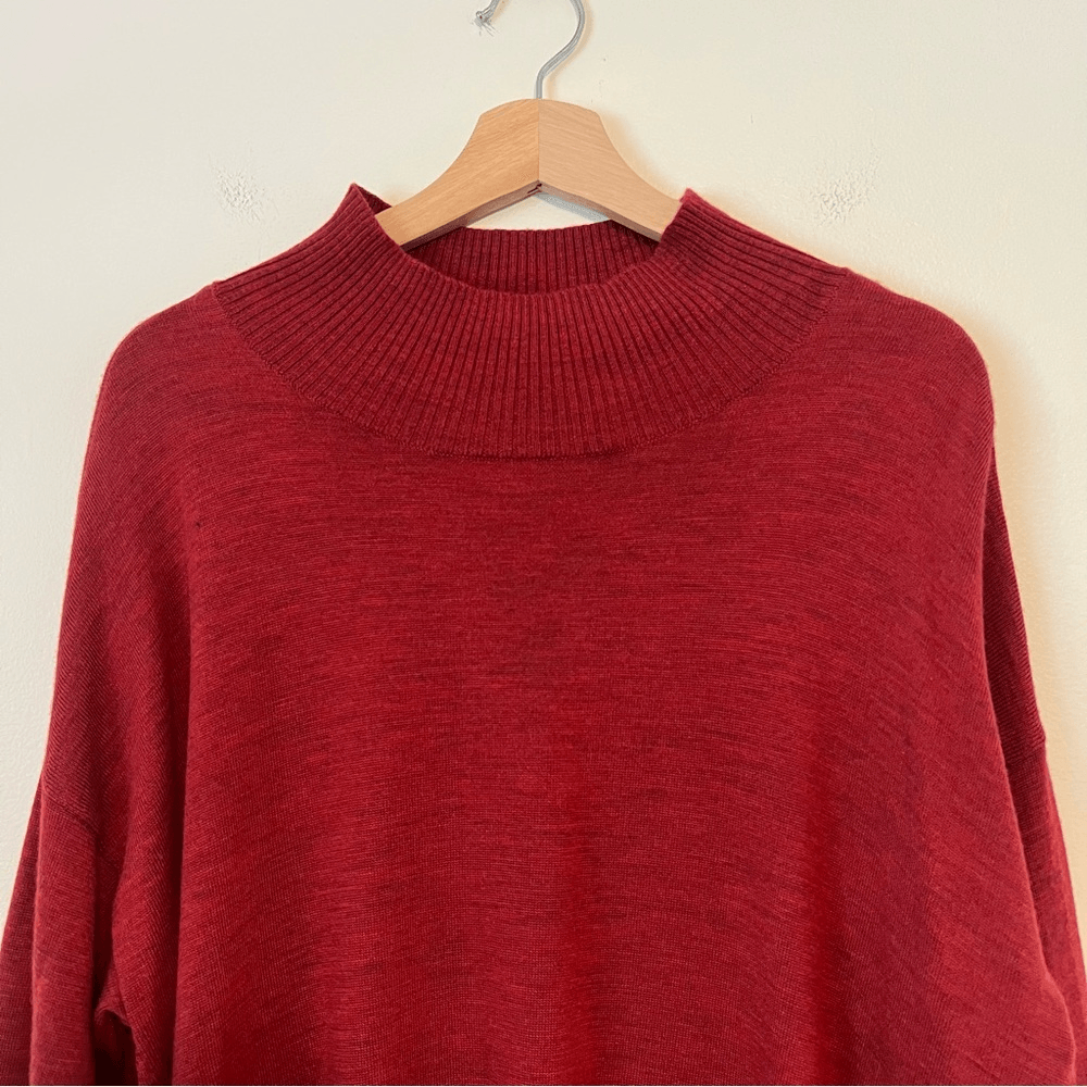 Eileen Fisher 100% Merino Wool Mock Tunic Sweater Mock Neck Size Small Oversized