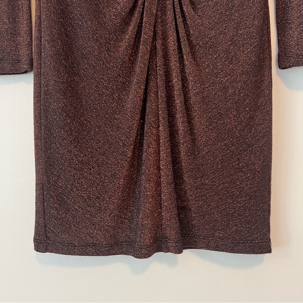 Ted Baker Lizzey Copper Metallic Long Sleeve Mini Dress Ted Size 3 US Size 8