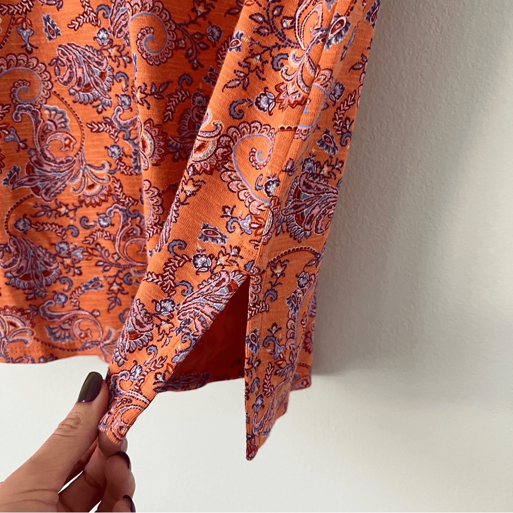 J. Jill Paisley Pima Slub Scoop Neck Tee Top Size XS