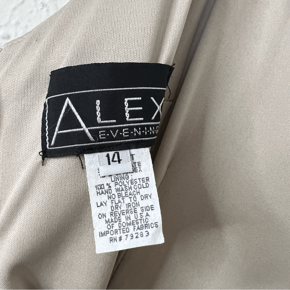 Alex Evenings Gold Metallic Maxi Dress Size 14