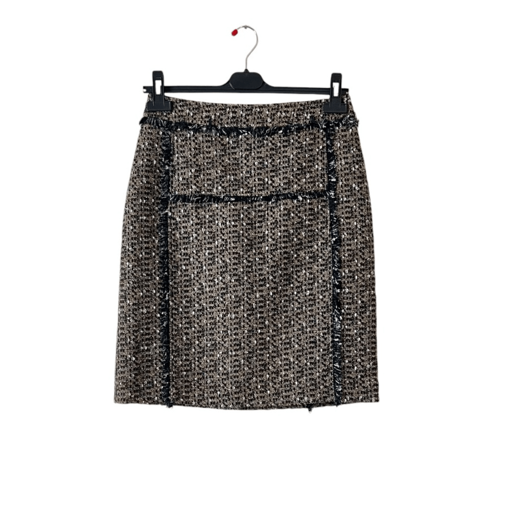 Tory Burch Tweed Mini Pencil Skirt Size 6 in Brown / Tan Wool Blend