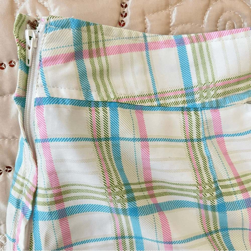 Athleta Pastel Plaid Pleated Golf Skirt Size 12