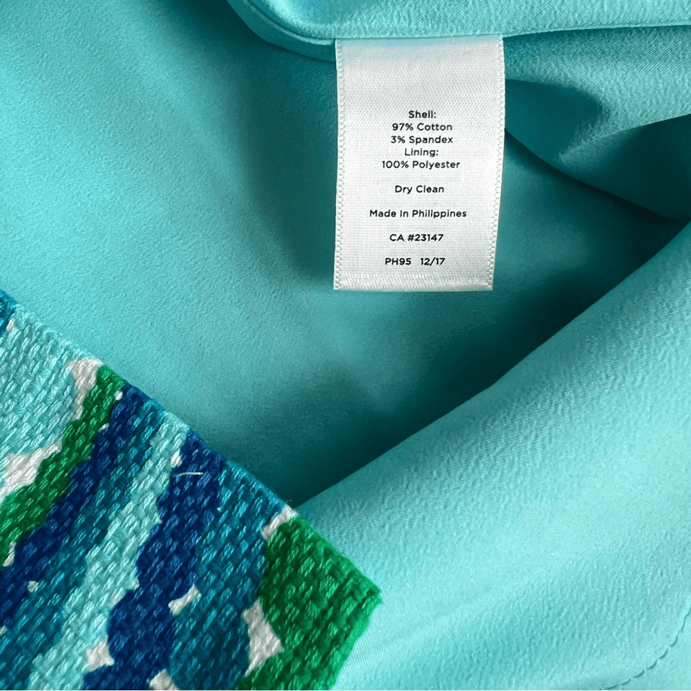 TALBOTS Wavy Dots Cotton Pencil Skirt NEW Size 16 Island Turquose