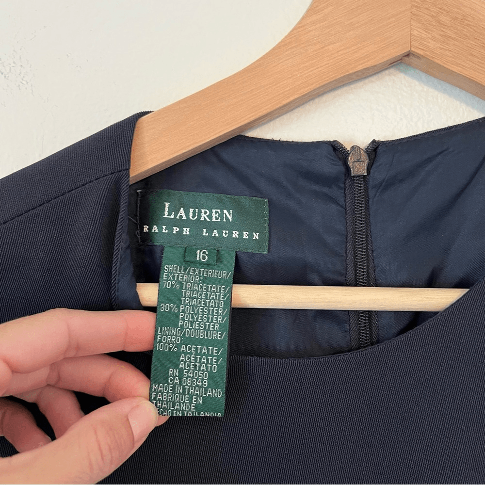 Lauren Ralph Lauren Navy Blue Sheath Dress Sleeveless Size 16