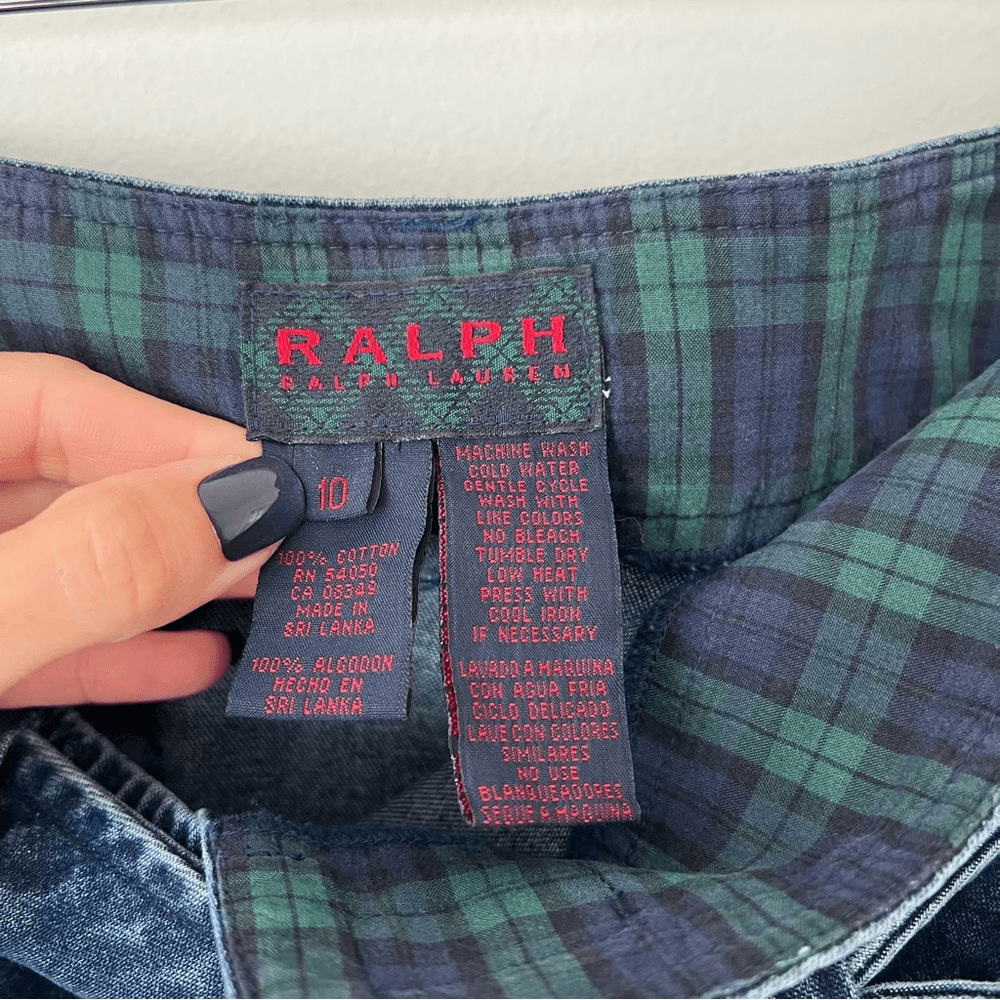 Ralph Lauren Denim Wrap Mini Skirt Size 10 Vintage Y2K 100% Cotton