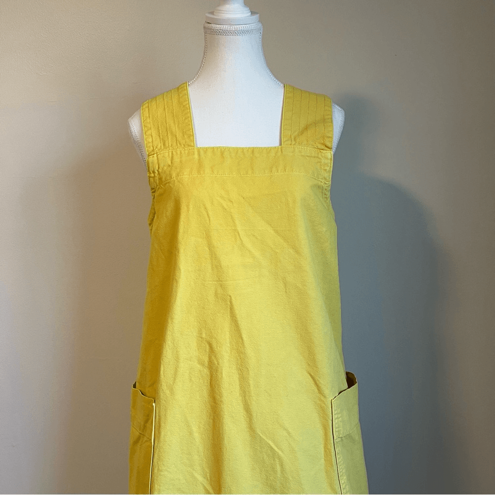 EVERLANE The Cross-Back Apron Mini Denim Dress Organic Cotton in Lemon Small