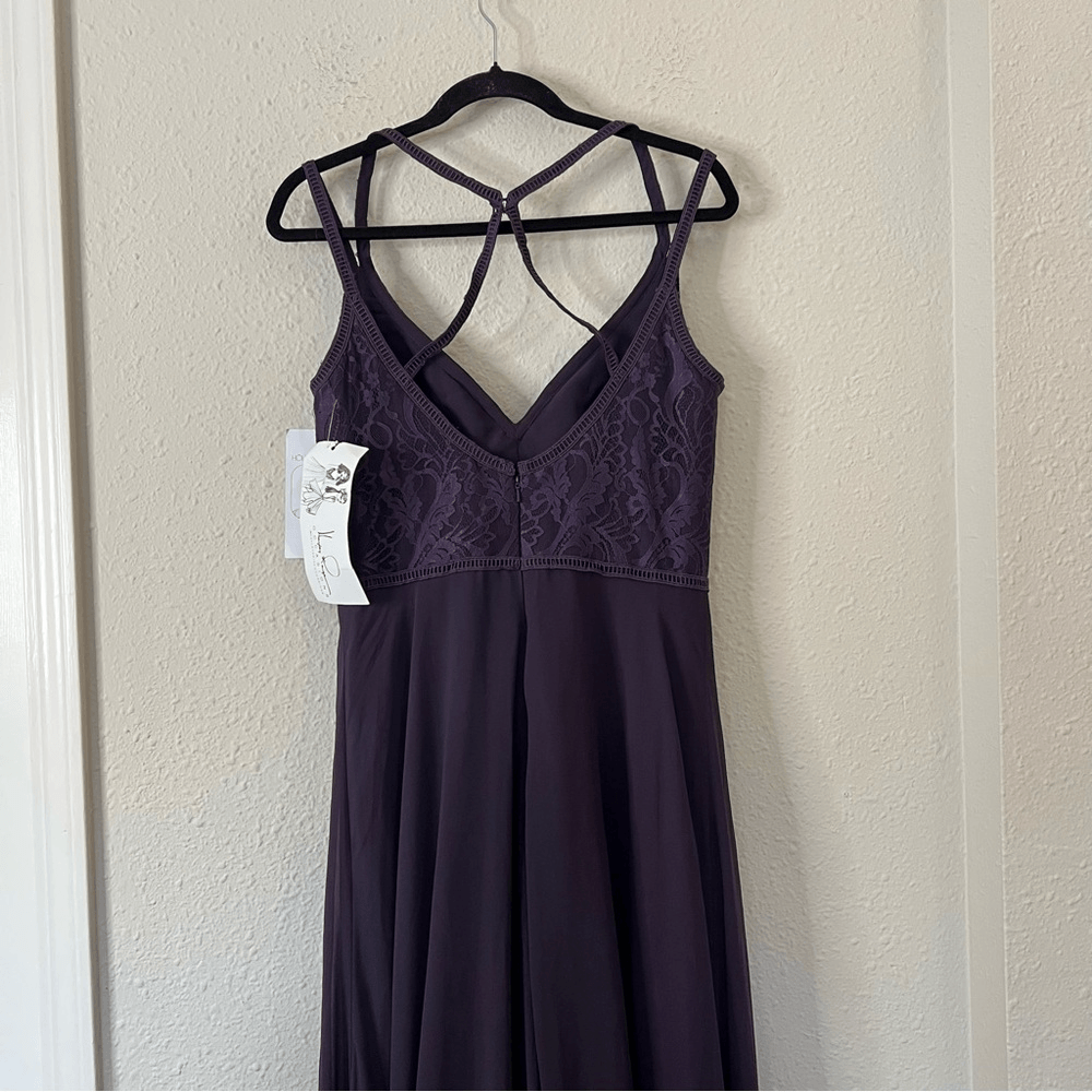 Hayley Paige 5864 Lace Bodice Chiffon A-Line Bridesmaid Maxi Dress Formal Gown