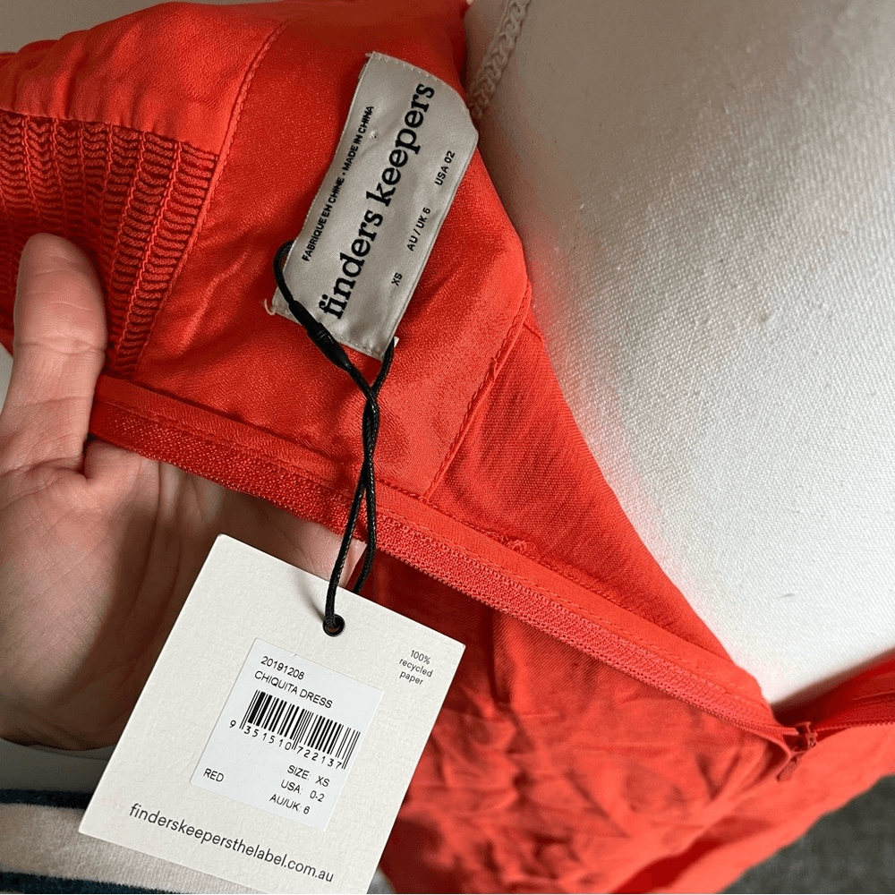 Finders Keepers Chiquita Strapless Midi Dress NEW Size XS Orange