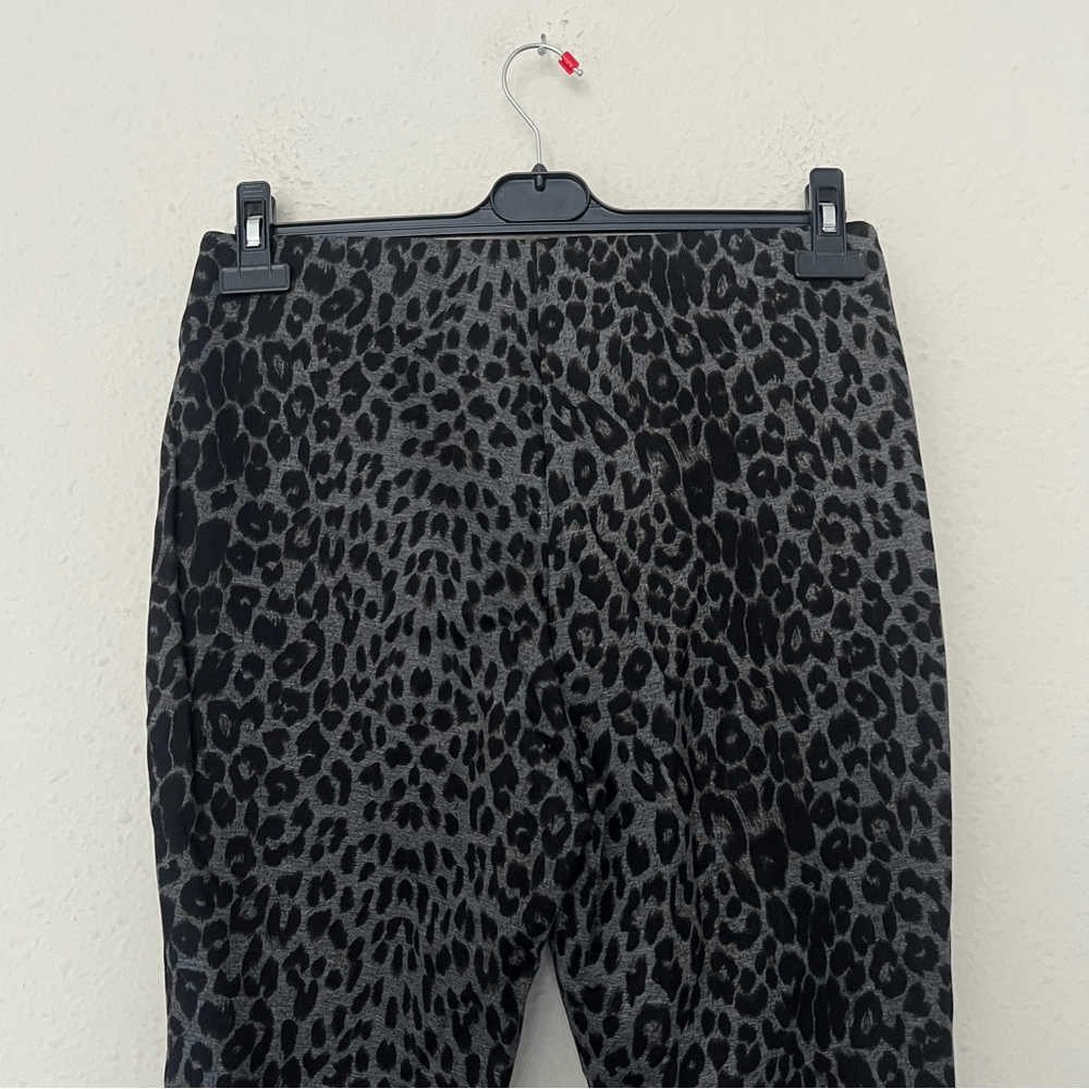 Boston Proper Leopard Animal Print Ponte Pull on Pants Size Medium Gray Black