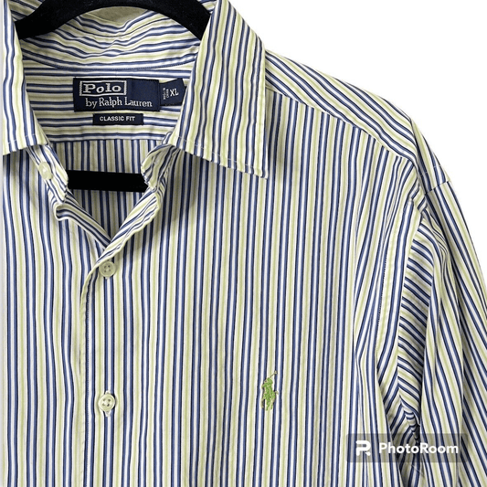 Polo Ralph Lauren GREEN/BLUE/WHITE STRIPED Classic Fit  Button Down Shirts