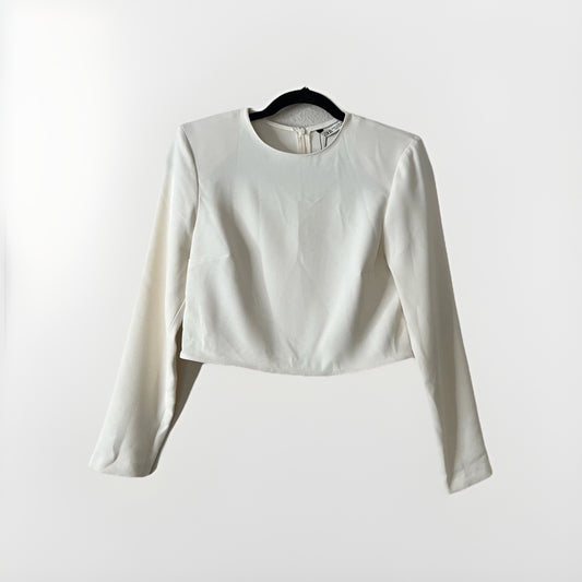 ZARA Long Sleeve Cropped Blouse Top NEW Size XS in Ivory