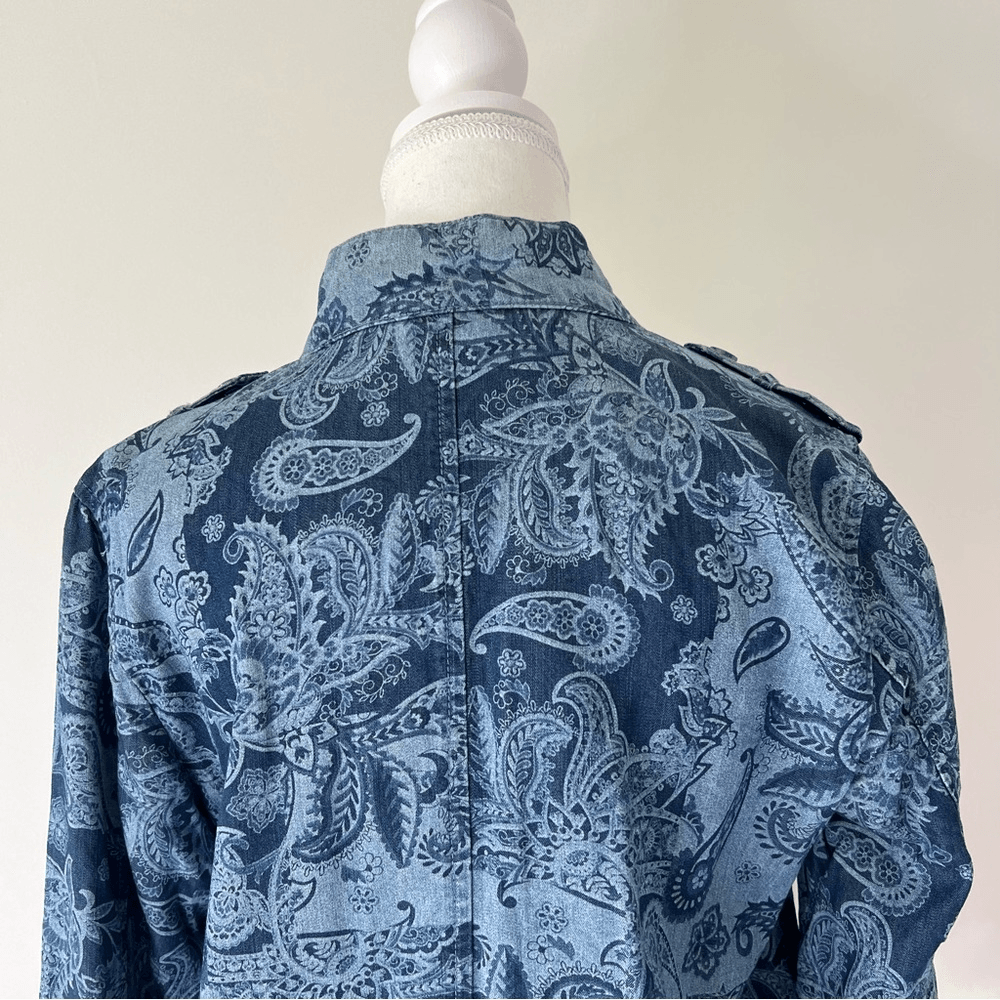 Chico’s Paisley Chambray Utility Jacket Size Small
