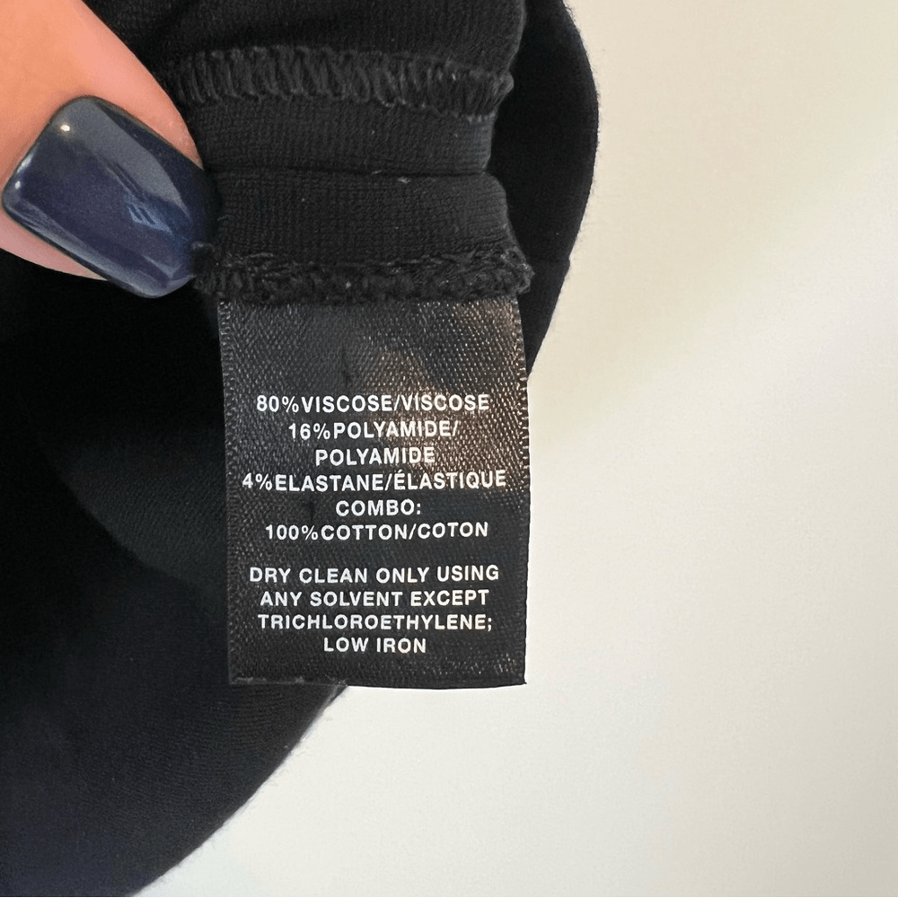 LAFAYETTE 148 Eyelet Sleeve Knit Top Black Lyocell Blend Boxy Fit