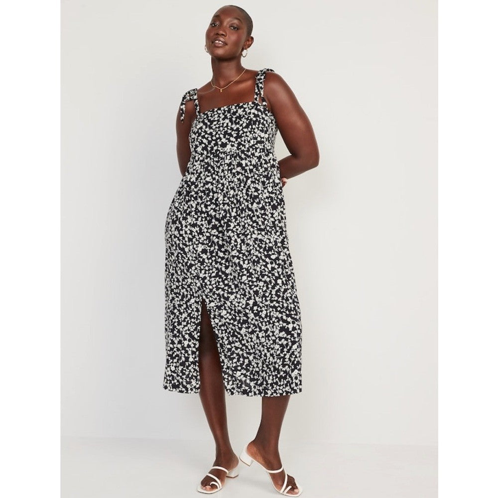 Old Navy Tie-Shoulder Floral-Print Split-Front Midi Swing Dress NEW Size XXL