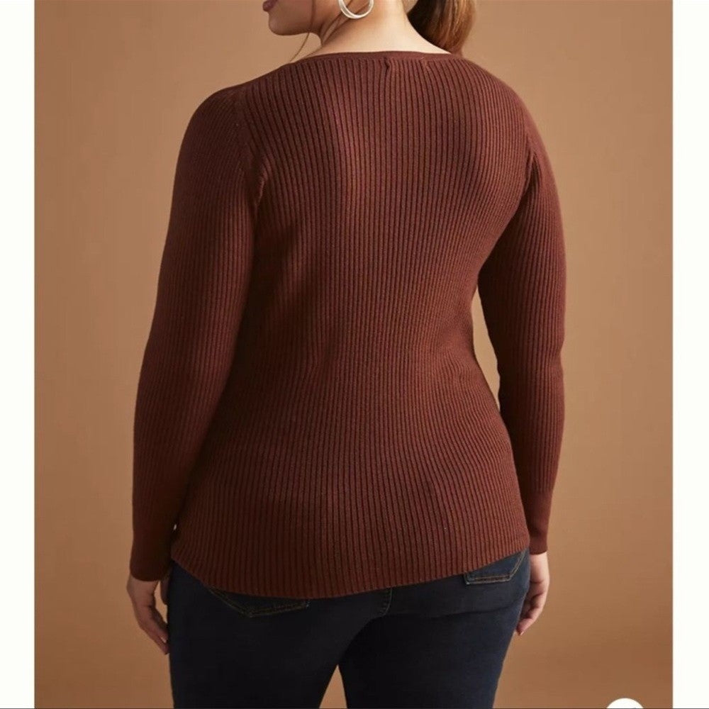 Anthropologie Ribbed Cut-Out Sweater Top NEW Plus Size 3X
