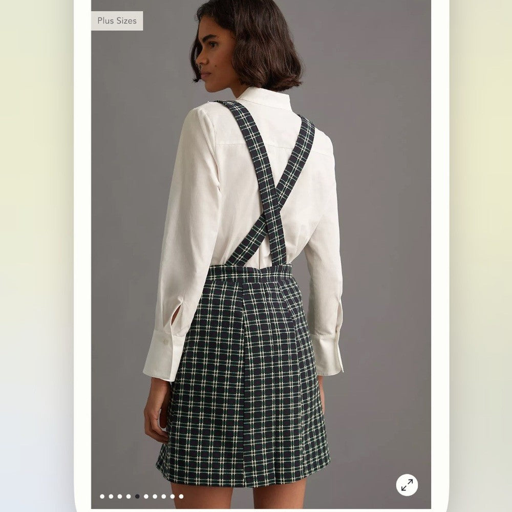 Anthropologie Maeve Plaid Pinafore Skirt NEW Size 6