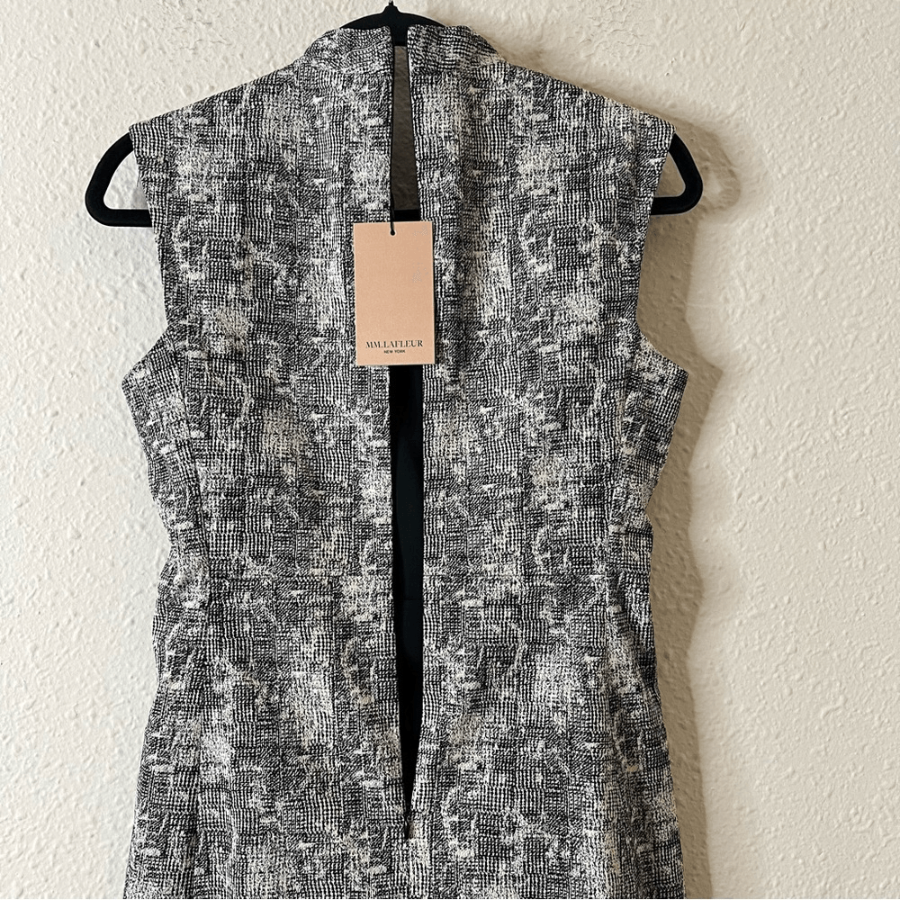 MM Lafleur Aditi Sheath Dress in Black and White Crackle Print NEW Size 2