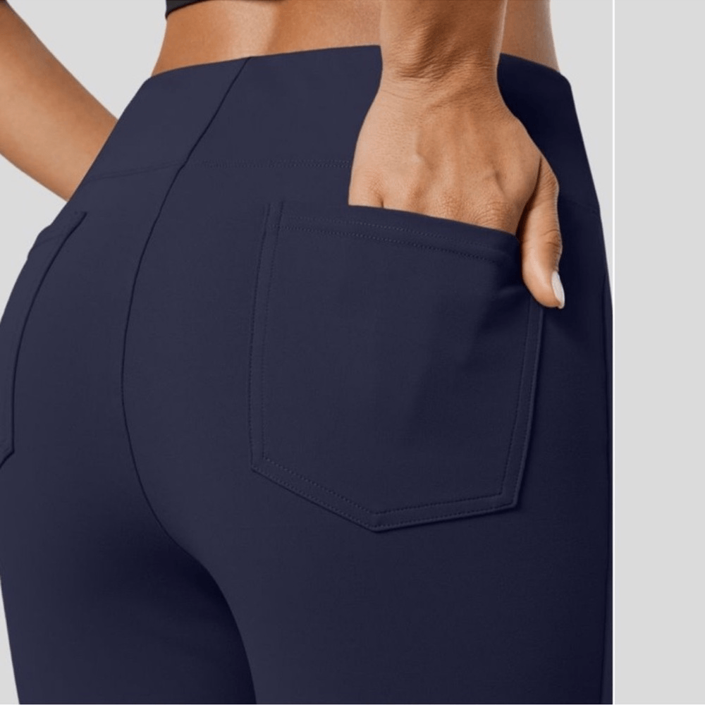 HALARA Flex High Waisted Slight Flare Work Pants Navy Blue NEW Size Small