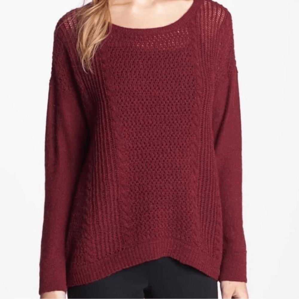 Eileen Fisher Alpaca Wool Blend High Low Sweater in Burgundy Size Medium