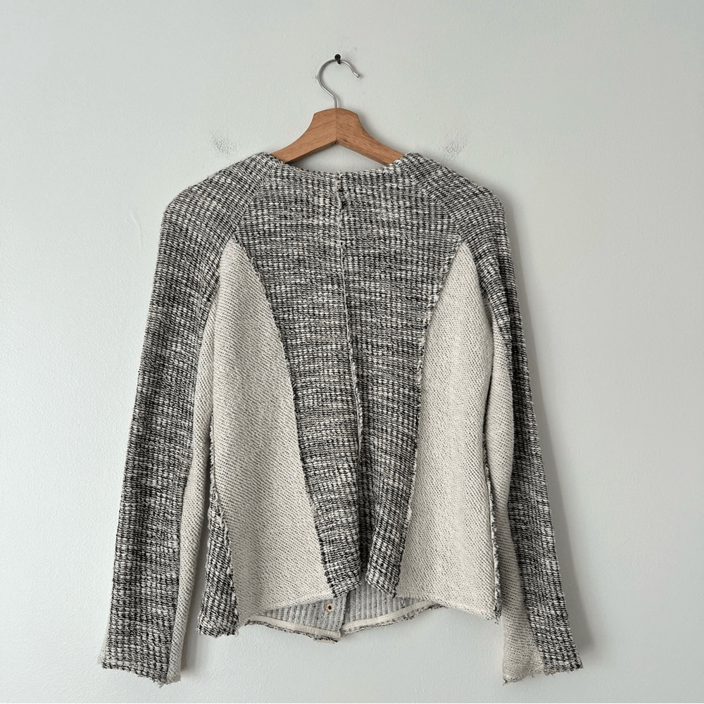 Anthropologie Cartonnier Neutral Tweed Knit Blazer Jacket Size Small