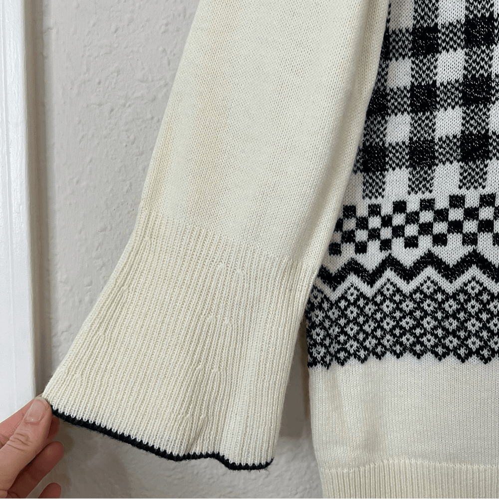 Talbots Wool Blend Geometric Print Crew Neck Sweater Size 1XP