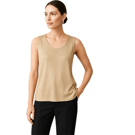 Ming Wang Metallic Gold Shimmer Tank Shell Top Plus Size 3X