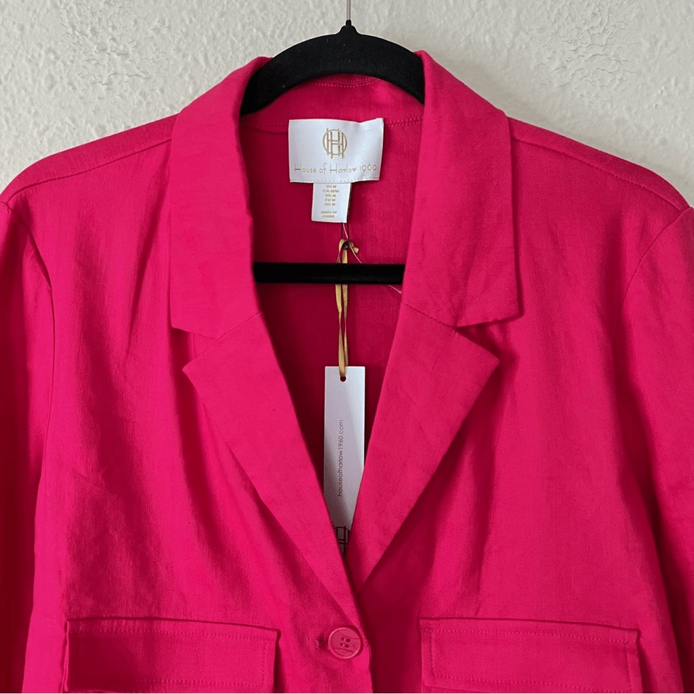 House of Harlow Linen Blend Blazer in Pink NEW Size Medium