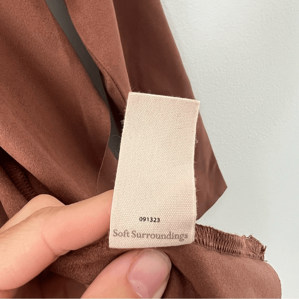 Soft Surroundings Shape Drape Faux Suede Brown Jacket Cardigan Size XS NWOT