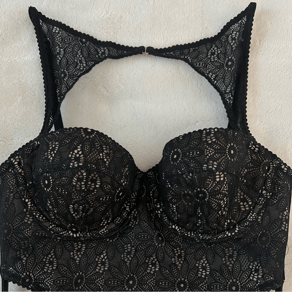 Victoria’s Secret Lace Bustier Corset Black NEW Size 32B