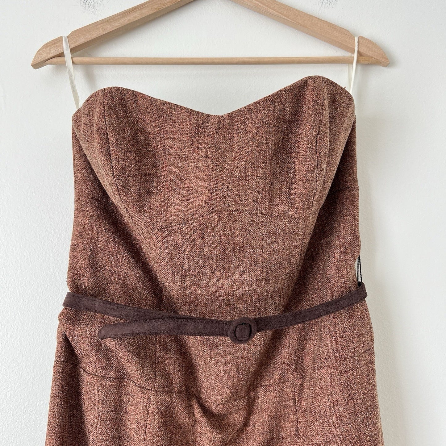 Anthropologie Molly New York Verite Tweed Sheath Mini Dress NEW Sz 8 Rust Brown
