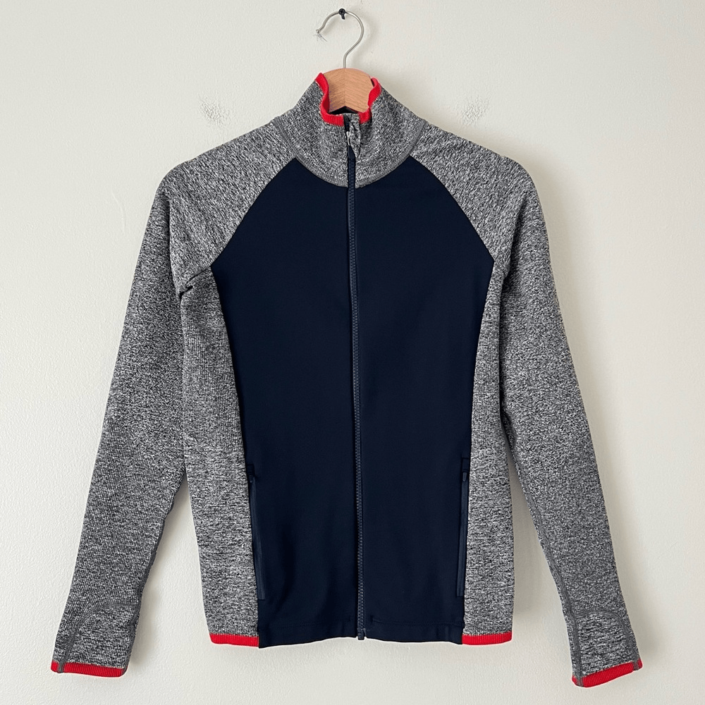 Athleta Andes Hybrid Jacket Size Small Navy Blue Gray