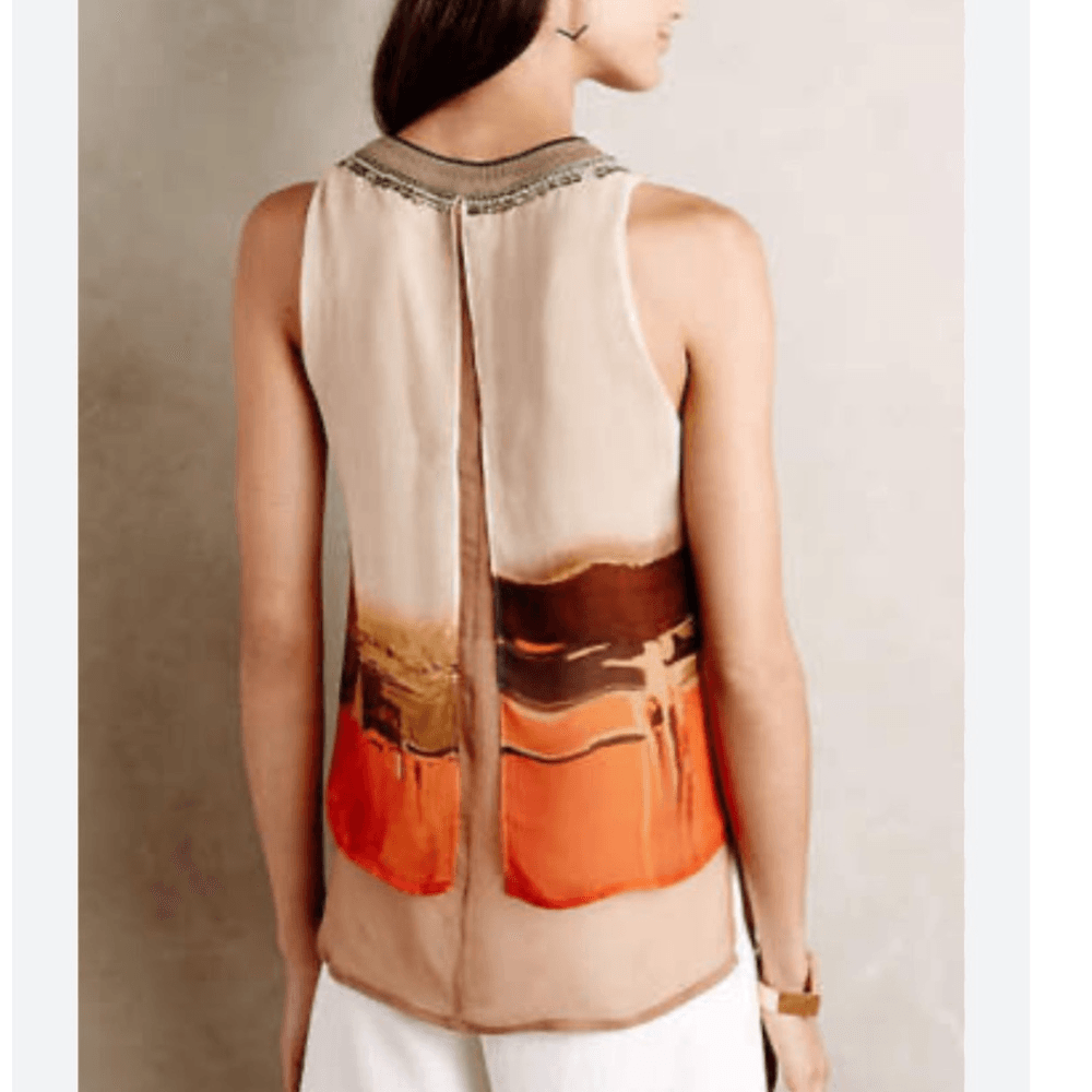 Anthropologie Blank London High Desert Shell Sleeveless Blouse Top Large