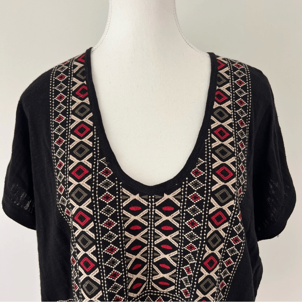 Madewell Embroidered Knit Short Sleeve Blouse Top Size Large